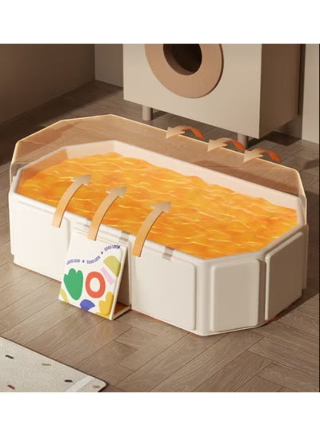 ميكسد حوض استحمام للأطفال، حوض استحمام قابل للطي، حوض استحمام محمول بقاعدة مانعة للانزلاق + 5 كرات بحرية + 4 ألعاب بط صغيرة، سعة كبيرة، مناسب للأطفال من عمر 0 إلى 8 سنوات - Image 5